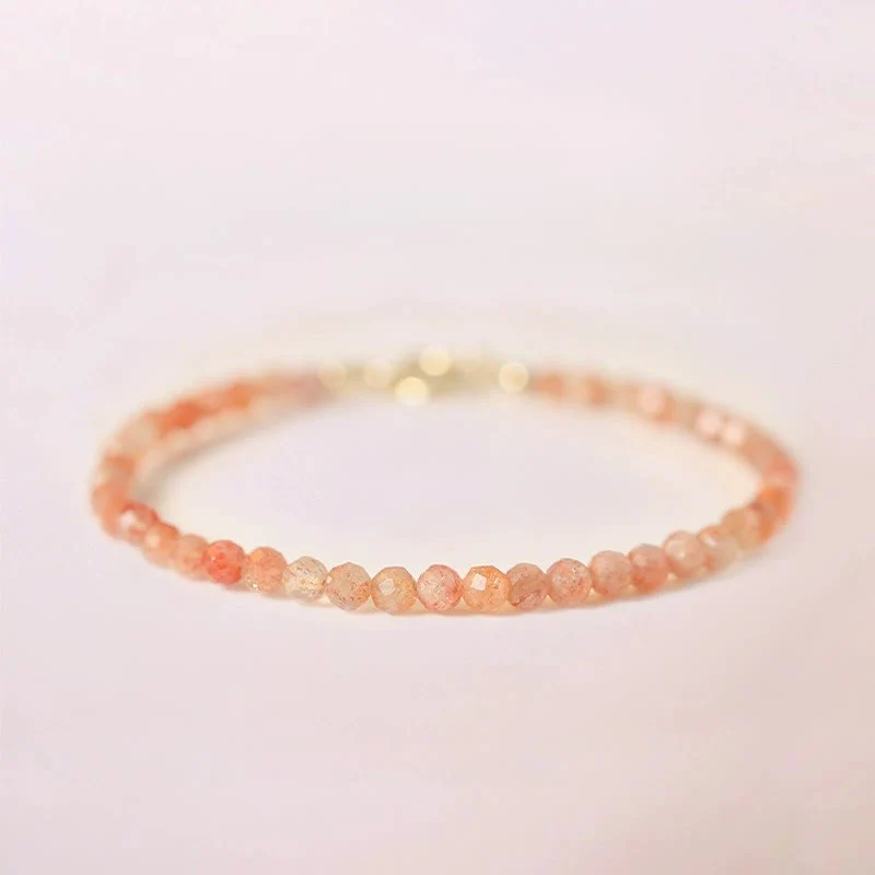 Buddha Stones 3mm Kamień Słoneczny Ultracienkie Koraliki 14k Złota Miedź Bransoletka Bogactwa