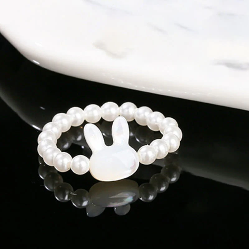 Buddha Stones 3mm Koralik Kamienny Tridacna Królik Błogosławieństwo Elastyczny Pierścień - Image 3