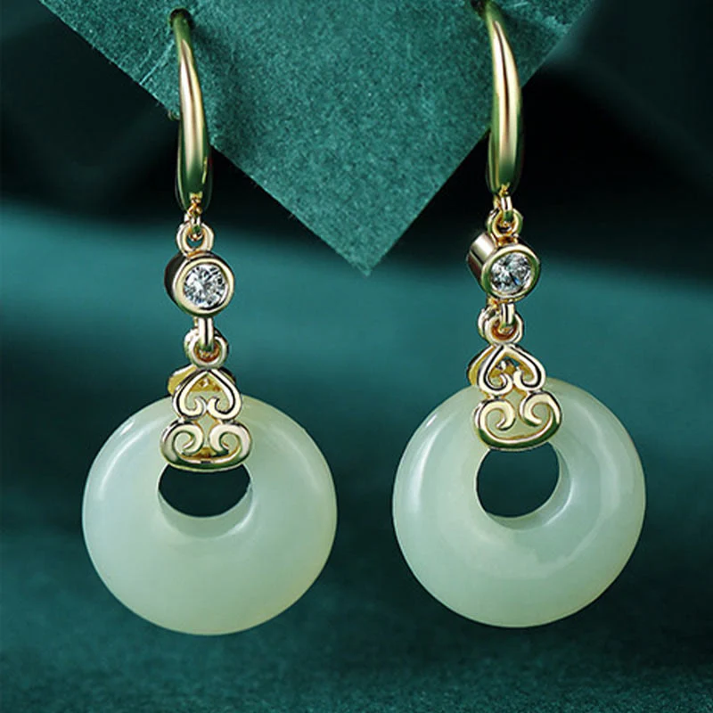 Buddha Stones 925 Srebro Sterling Naturalny Hetian Jade Gourd Klamra Pokoju Cyrkon Szczęścia Bransoletka Naszyjnik Wisiorek Kolczyki - Image 14