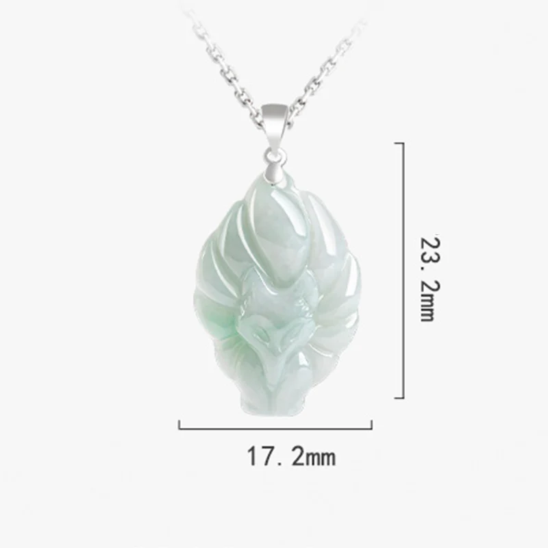 Naszyjnik z naturalnym jadeitem z Buddha Stones, lisem dziewięcioogoniastym, łańcuszkiem z tytanu i stalą, z wisiorkiem - Image 11