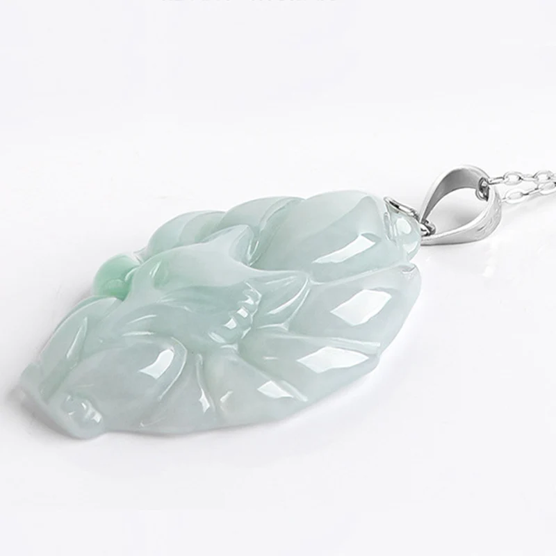 Naszyjnik z naturalnym jadeitem z Buddha Stones, lisem dziewięcioogoniastym, łańcuszkiem z tytanu i stalą, z wisiorkiem - Image 7