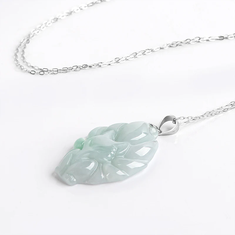 Naszyjnik z naturalnym jadeitem z Buddha Stones, lisem dziewięcioogoniastym, łańcuszkiem z tytanu i stalą, z wisiorkiem - Image 8