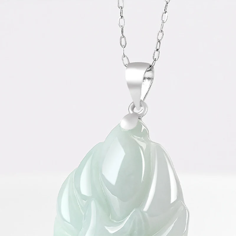 Naszyjnik z naturalnym jadeitem z Buddha Stones, lisem dziewięcioogoniastym, łańcuszkiem z tytanu i stalą, z wisiorkiem - Image 9