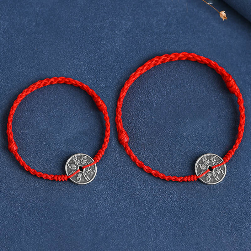 Buddha Stones 925 Srebro Sterling Ochrona Monety Pleciona Bransoletka Anklet - Image 15