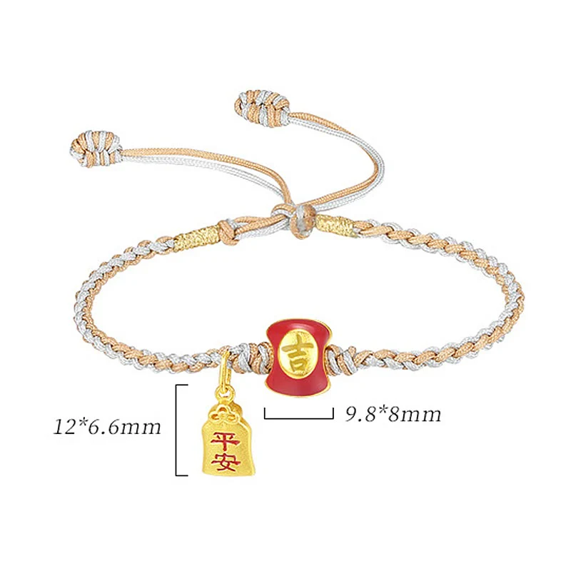 Buddha Stones 925 Srebro Sterling Ręcznie robione Pomyślne Chińskie Znaki Błogosławieństwa Bransoletka z Plecionego Sznurka - Image 11