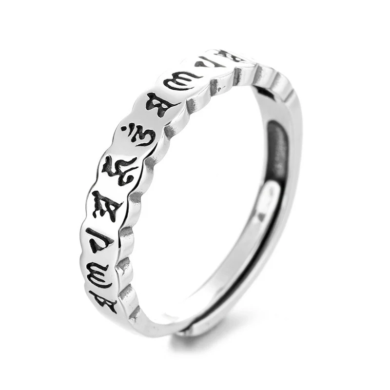 Buddha Stones 925 Srebro Sterling Sześć Prawdziwych Słów Spokojna Mądrość - Image 8