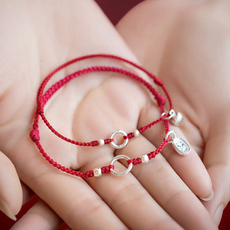 Buddha Stones 925 Srebro Sterlingowe Szczęście Fortuna Pokój Radość Lotos Pokój Klamra Bransoletka z Czerwonego Sznurka - Image 20