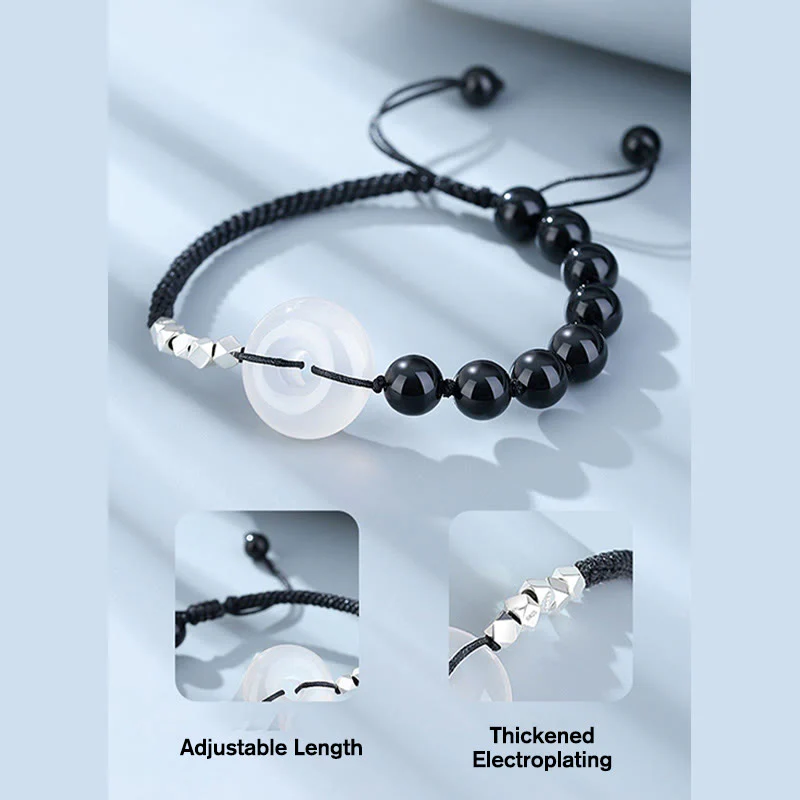 Buddha Stones 925 Sterling Silver Black Obsidian Agat Peace Buckle Strength - Image 5