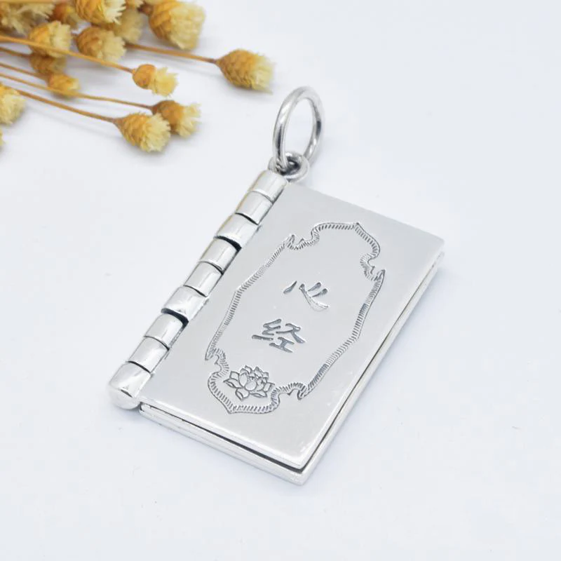Buddha Stones 990 Srebro Sterling Sutra Serca Wielkie Współczucie Shurangama Mantra Lotus Vajra Naszyjnik Wisiorek Pokoju - Image 5