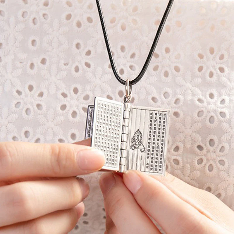 Buddha Stones 990 Srebro Sterling Sutra Serca Wielkie Współczucie Shurangama Mantra Lotus Vajra Naszyjnik Wisiorek Pokoju - Image 7