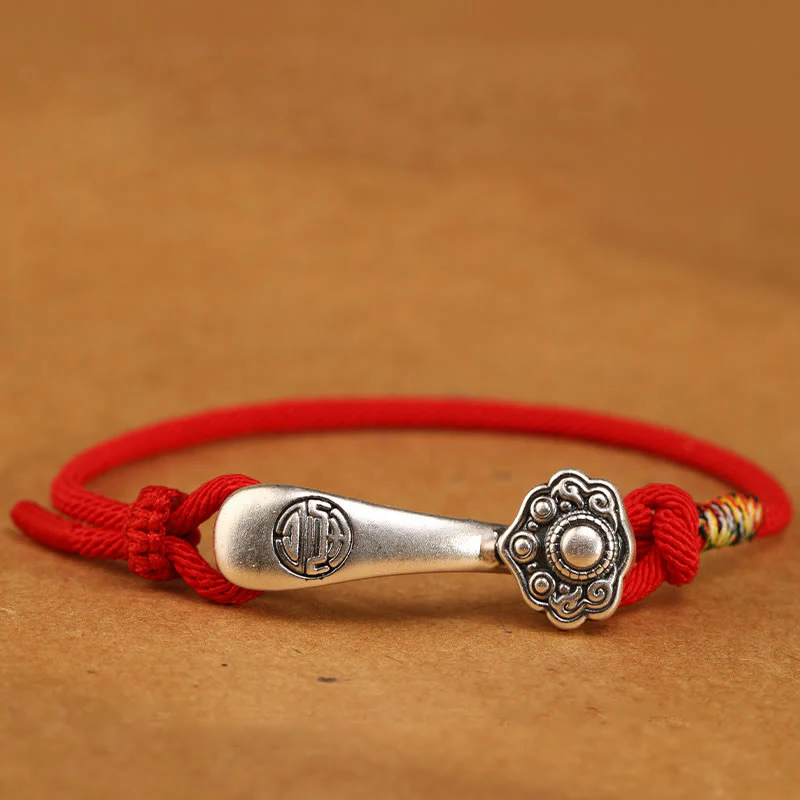 Buddha Stones 999 srebro próby 925 Ruyi Stick String Protection Bransoletka pleciona - Image 8