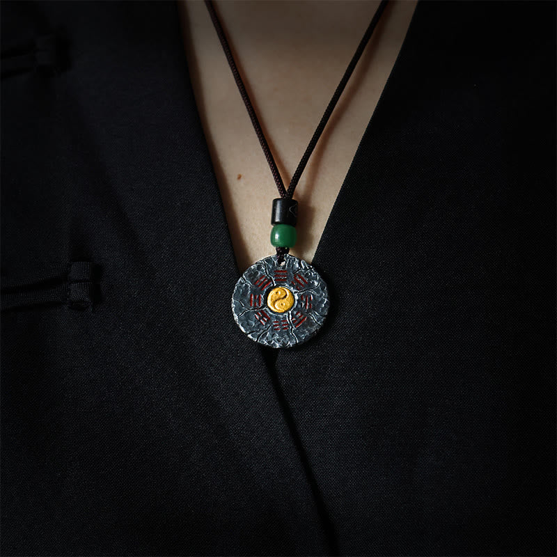 Buddha Stones 999 Srebro Sterlingowe 24k Złoto Bagua Tai Chi Yin Yang Design Duchy Górskie Wydaj Pieniądze Naszyjnik Wisiorek Harmonia - Image 2
