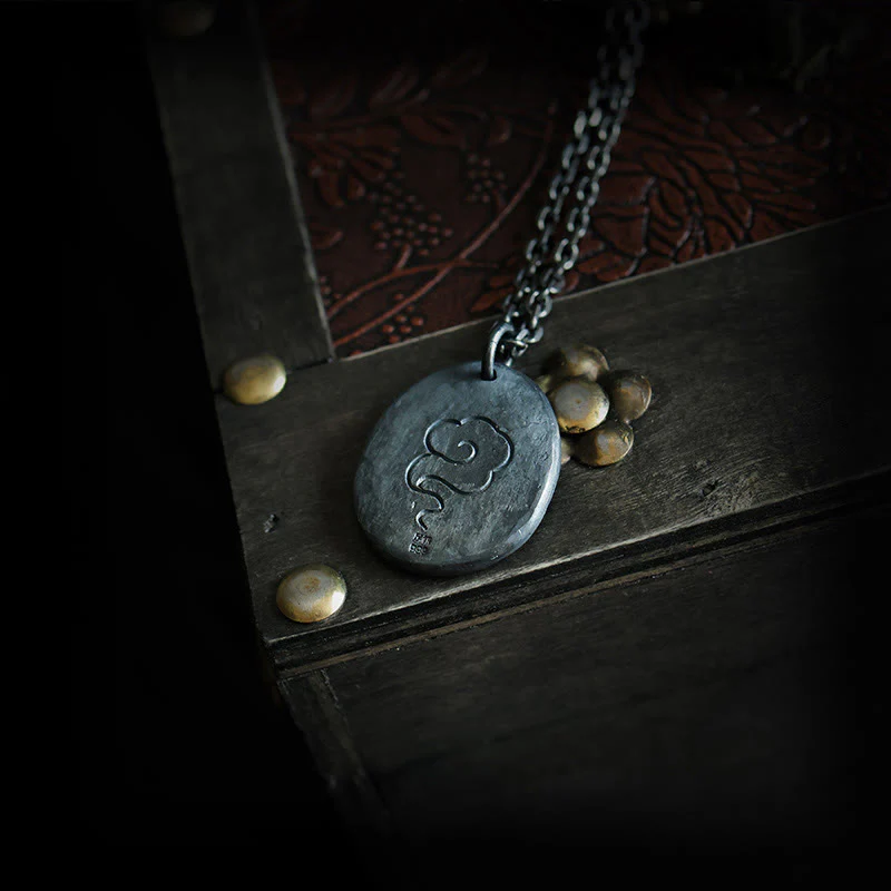 Buddha Stones 999 Srebro Sterlingowe 24k Złoto Żuraw Pomyślne Chmury Równowaga Naszyjnik Wisiorek - Image 3