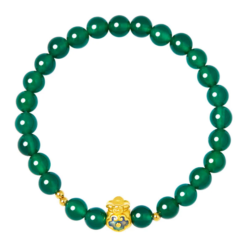 Buddha Stones 999 Srebro Sterlingowe Szczęście Torebka Zielony Chalcedon Spokojna Bransoletka - Image 11