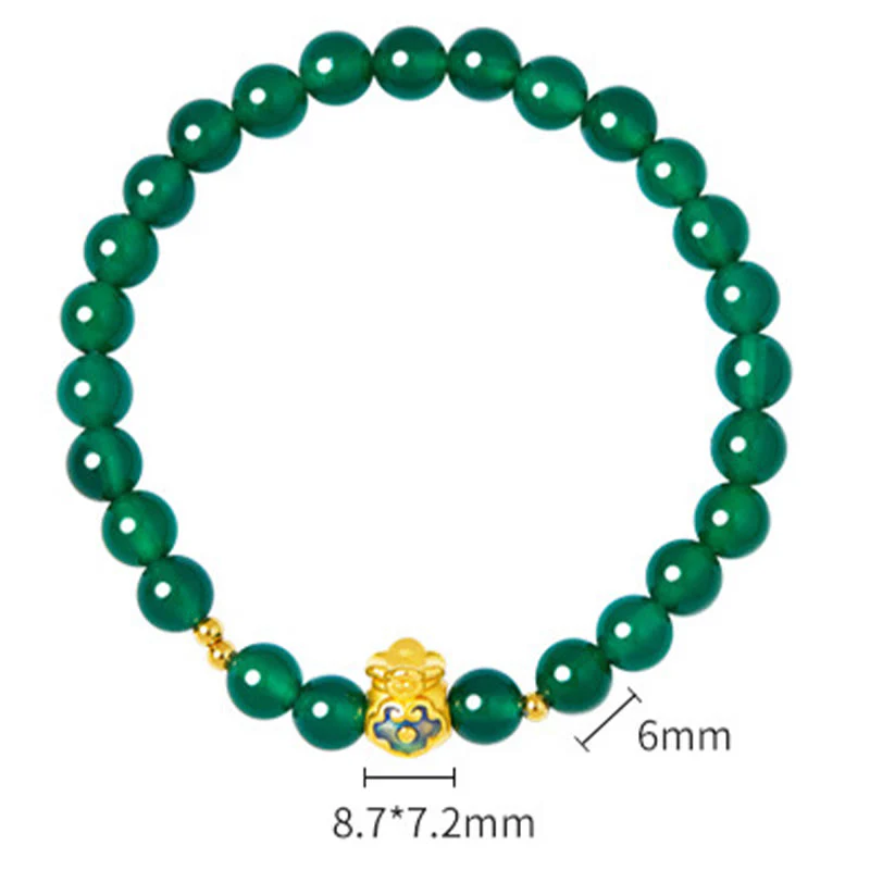 Buddha Stones 999 Srebro Sterlingowe Szczęście Torebka Zielony Chalcedon Spokojna Bransoletka - Image 12