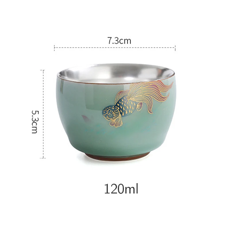 Buddha Stones Motyl Złota Rybka Lotos Ryba Koi Ceramiczna Filiżanka Kung Fu Filiżanka do Herbaty 120ml - Image 10