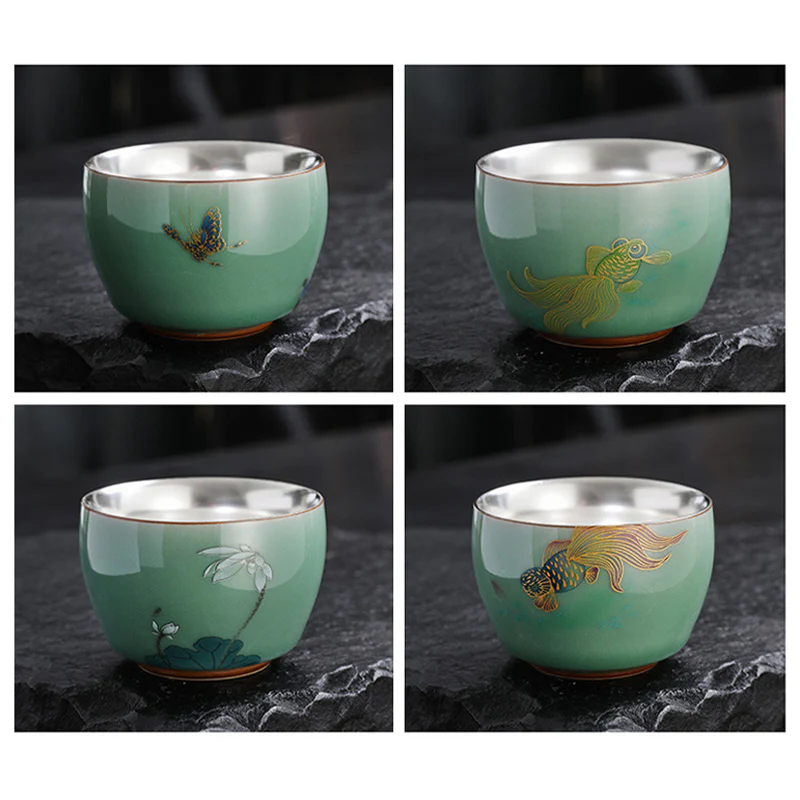 Buddha Stones Motyl Złota Rybka Lotos Ryba Koi Ceramiczna Filiżanka Kung Fu Filiżanka do Herbaty 120ml - Image 14