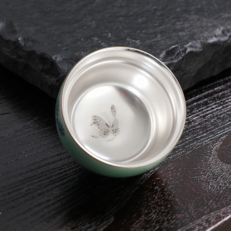 Buddha Stones Motyl Złota Rybka Lotos Ryba Koi Ceramiczna Filiżanka Kung Fu Filiżanka do Herbaty 120ml - Image 3
