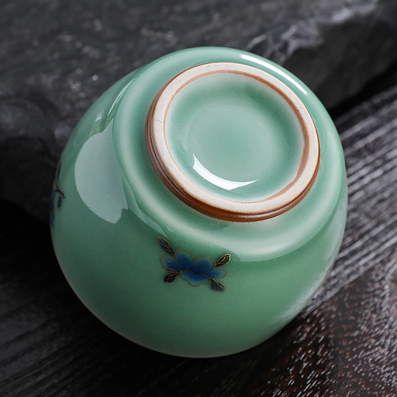 Buddha Stones Motyl Złota Rybka Lotos Ryba Koi Ceramiczna Filiżanka Kung Fu Filiżanka do Herbaty 120ml - Image 4