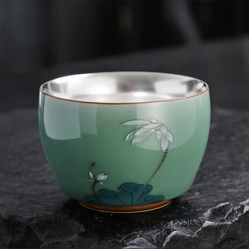 Buddha Stones Motyl Złota Rybka Lotos Ryba Koi Ceramiczna Filiżanka Kung Fu Filiżanka do Herbaty 120ml - Image 7
