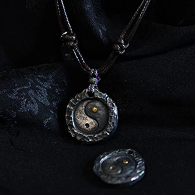 Buddha Stones 999 Sterling Silver Tai Chi Yin Yang Design Harmonia Naszyjnik Wisiorek - Image 10