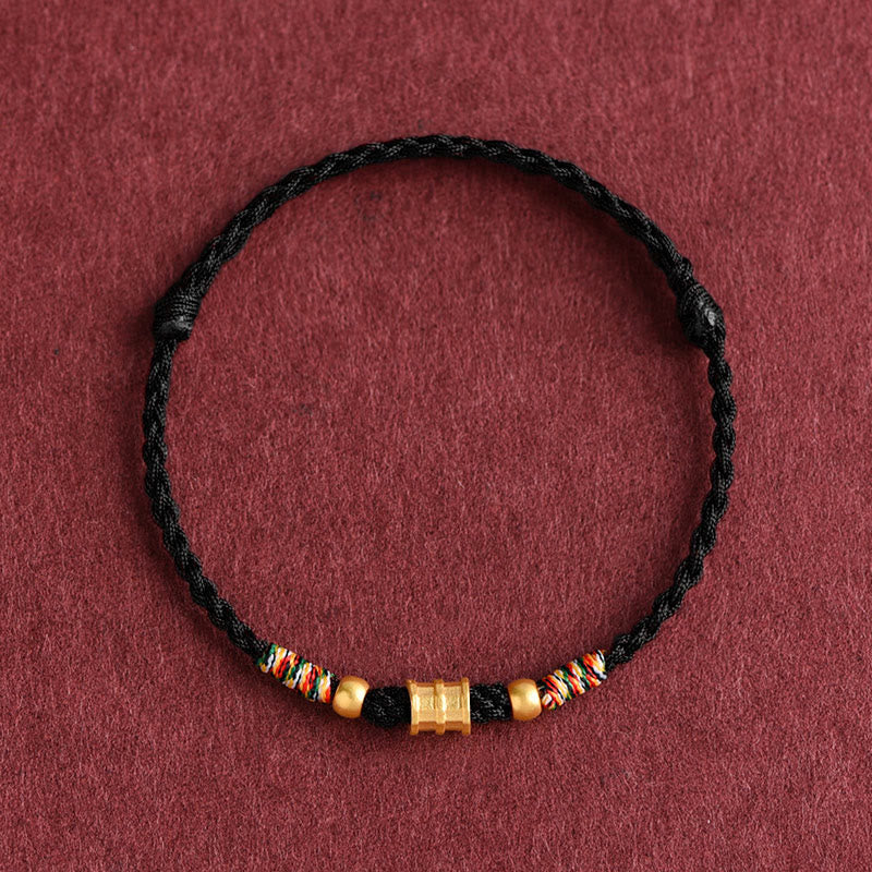 Buddha Stones 999 Złote Małe Wiadro Kształt Projekt Ręcznie Robiony Szczęście Pleciona Lina Bransoletka Na Kostkę - Image 14