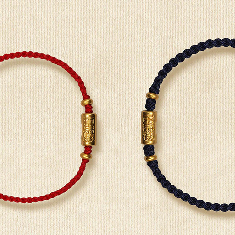Buddha Stones 999 Złoty Amulet Szczęścia Rzeźbiony Wzór Ręcznie Robiony Siła Pleciona Bransoletka Z Linii - Image 20