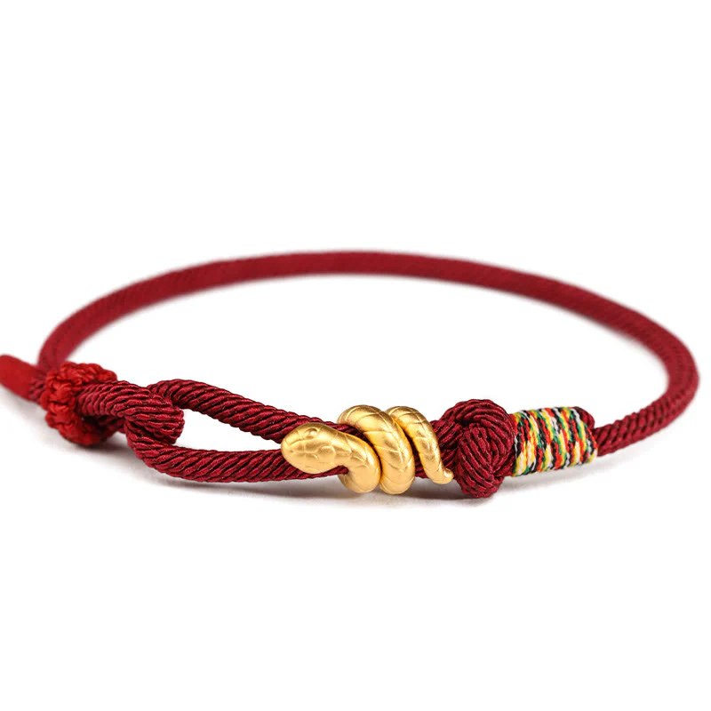 Buddha Stones 999 Złoty Rok Węża Projekt Ręcznie Robiona Bransoletka Ochronna Szczęścia Lina Pleciona - Image 14