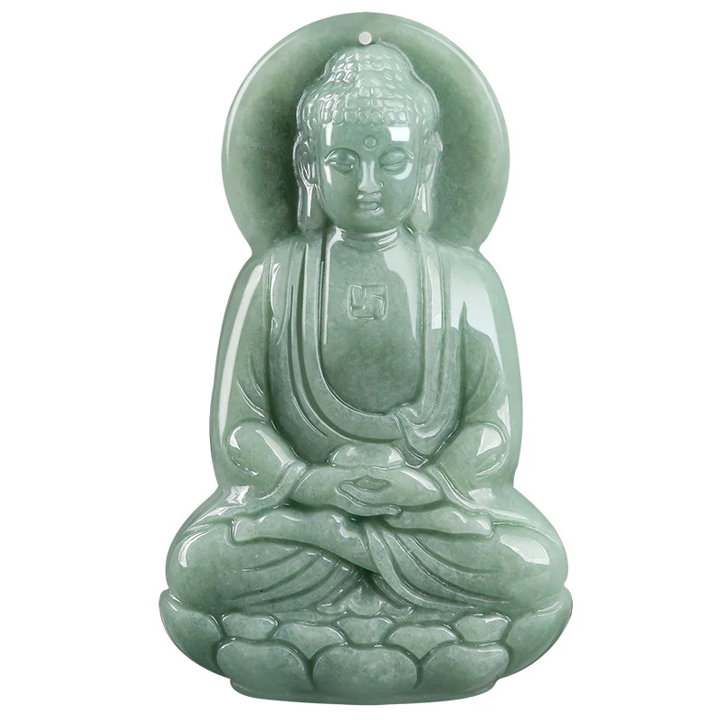 Buddha Stones Amitabha Budda Jadeitowy Amulet Naszyjnik ze Sznurka Współczucia - Image 8