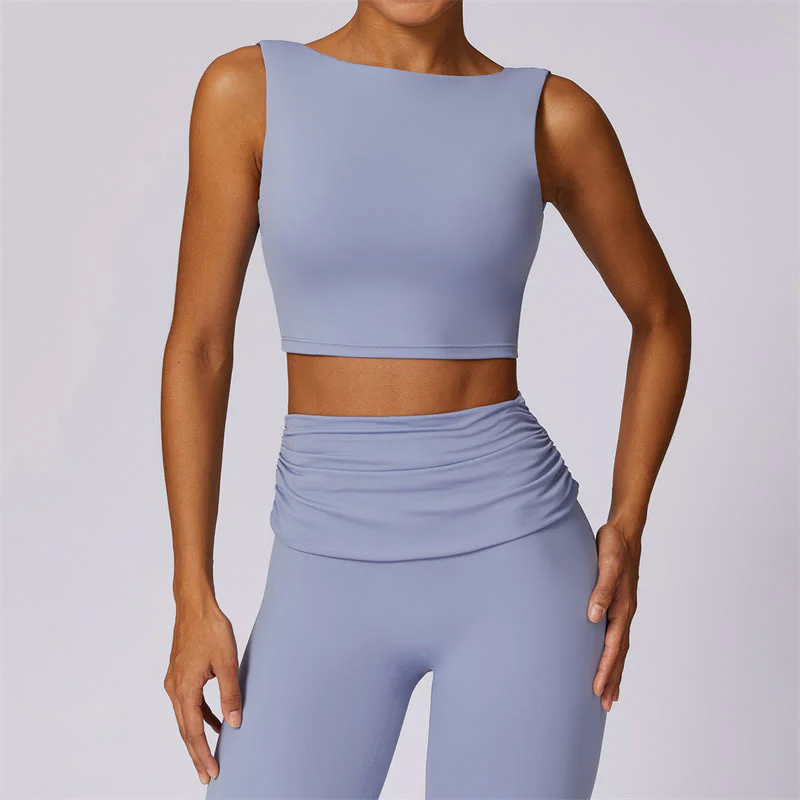 Buddha Stones Bez rękawów Bez pleców Pasek Tank Top Biustonosz Rozkloszowane Spodnie Sport Fitness Joga - Image 2