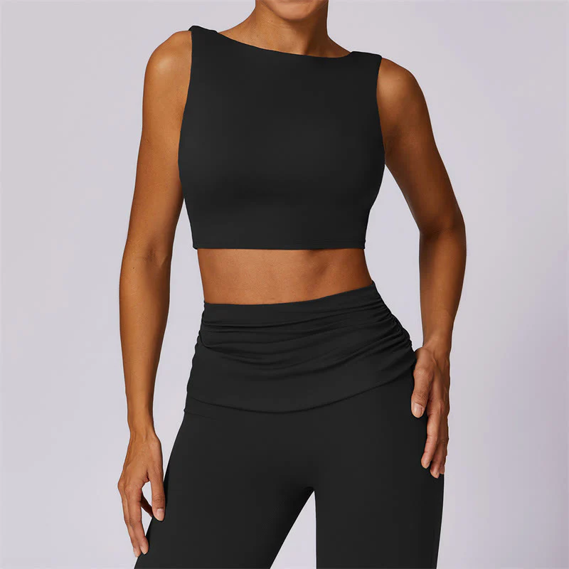 Buddha Stones Bez rękawów Bez pleców Pasek Tank Top Biustonosz Rozkloszowane Spodnie Sport Fitness Joga - Image 31
