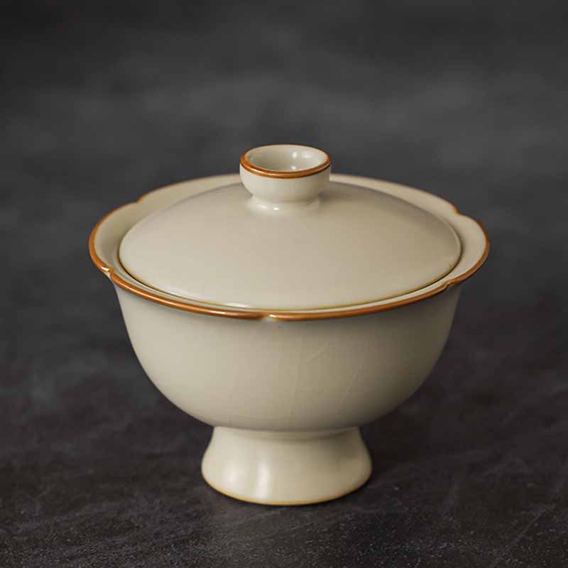 Buddha Stones Beżowy Śliwkowy Kwiat Kształt Brzoskwini Gałązka Ceramiczna Gaiwan Sancai Filiżanka Kung Fu Filiżanka Do Herbaty Z Pokrywką - Image 20