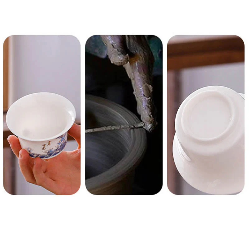 Buddha Stones Biała Porcelana Górski Krajobraz Wiejski Ceramiczny Gaiwan Filiżanka Kung Fu Filiżanka Do Herbaty I Spodek Z Pokrywką - Image 17