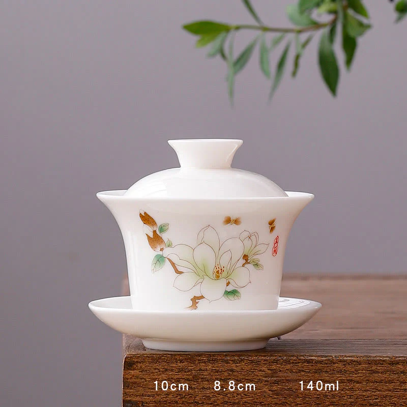 Buddha Stones Biała Porcelana Górski Krajobraz Wiejski Ceramiczny Gaiwan Filiżanka Kung Fu Filiżanka Do Herbaty I Spodek Z Pokrywką - Image 19