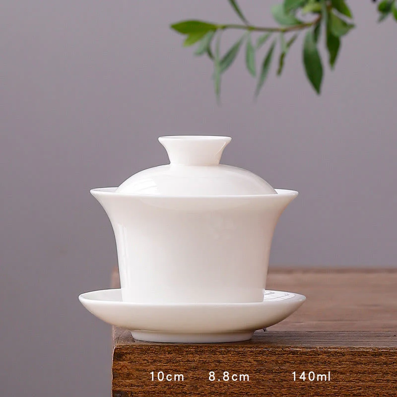 Buddha Stones Biała Porcelana Górski Krajobraz Wiejski Ceramiczny Gaiwan Filiżanka Kung Fu Filiżanka Do Herbaty I Spodek Z Pokrywką - Image 3