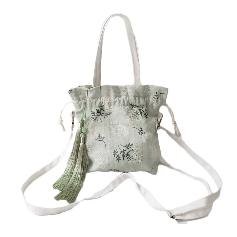 Buddha Stones Białe Kwiaty Zielone Liście Płócienna Torba Crossbody Torba Na Ramię Torebka - Image 18