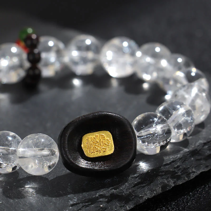 Buddha Stones Biały Kryształ Drewno Hebanowe Sak Yant Zashi Lhamo Bransoletka Uzdrawiająca - Image 3