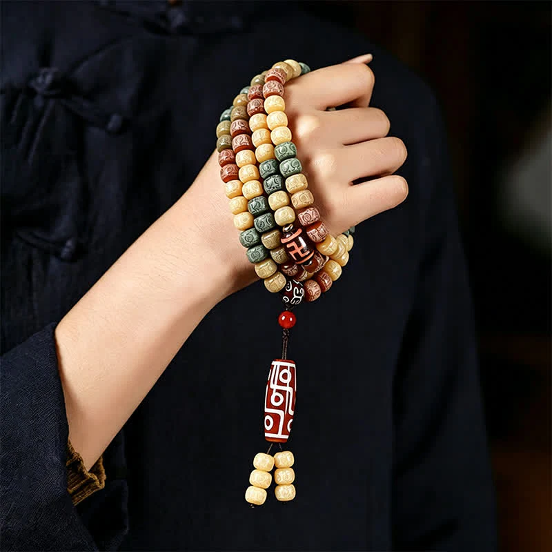 Buddha Stones Bodhi Seed Hand-Woven Peace Vintage Mala z 108 koralikami - Image 10