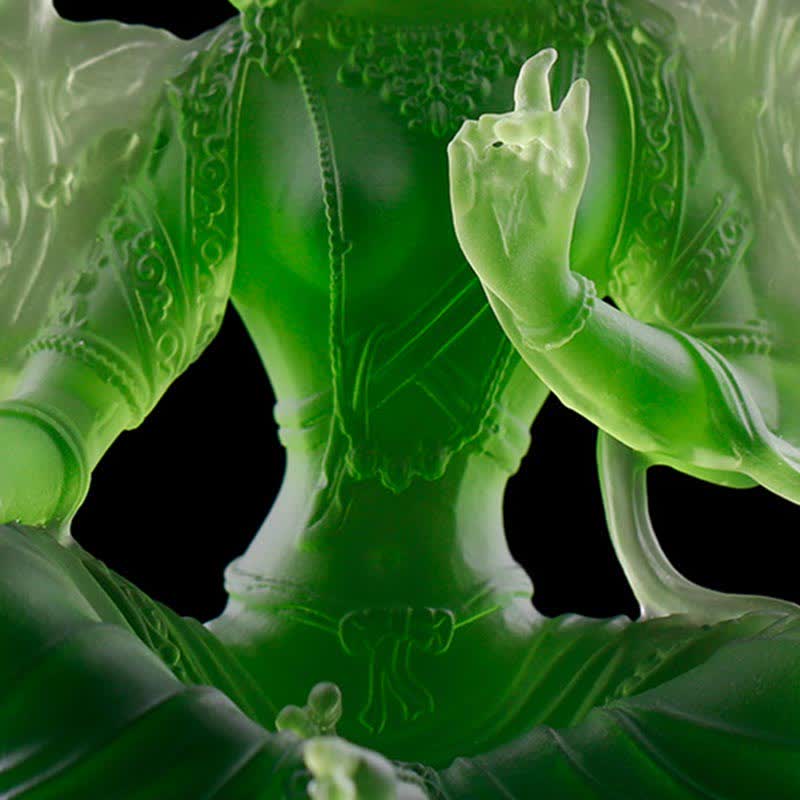 Buddha Stones Bodhisattwa Zielona Tara Ręcznie Robione Liuli Kryształowe Dzieło Sztuki Ochrona Domu Biuro Statua Dekoracja - Image 4