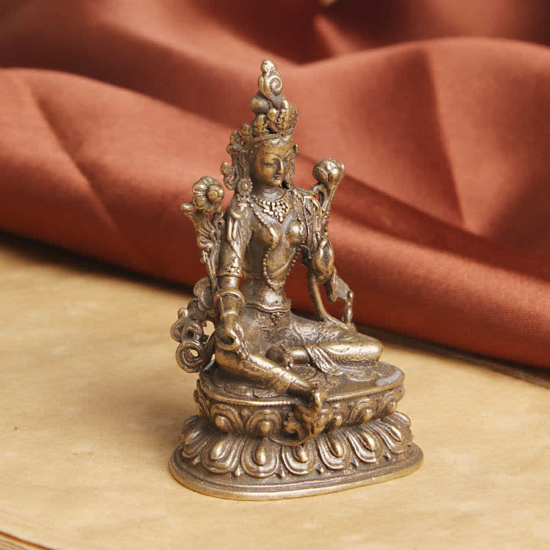 Buddha Stones Bodhisattwa Zielona Tara Spokój Nadzieja Miedziana Statuetka Dekoracja - Image 2