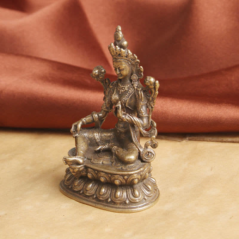 Buddha Stones Bodhisattwa Zielona Tara Spokój Nadzieja Miedziana Statuetka Dekoracja - Image 5
