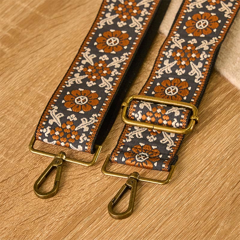 Buddha Stones Boho Brązowe Kwiaty Geometryczne Regulowane Torebki na Ramię Crossbody Paski Wymienne - Image 5