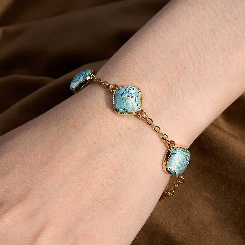 Buddha Stones Bransoletka Copper Song Brocade Square Vintage Elegance - Image 5