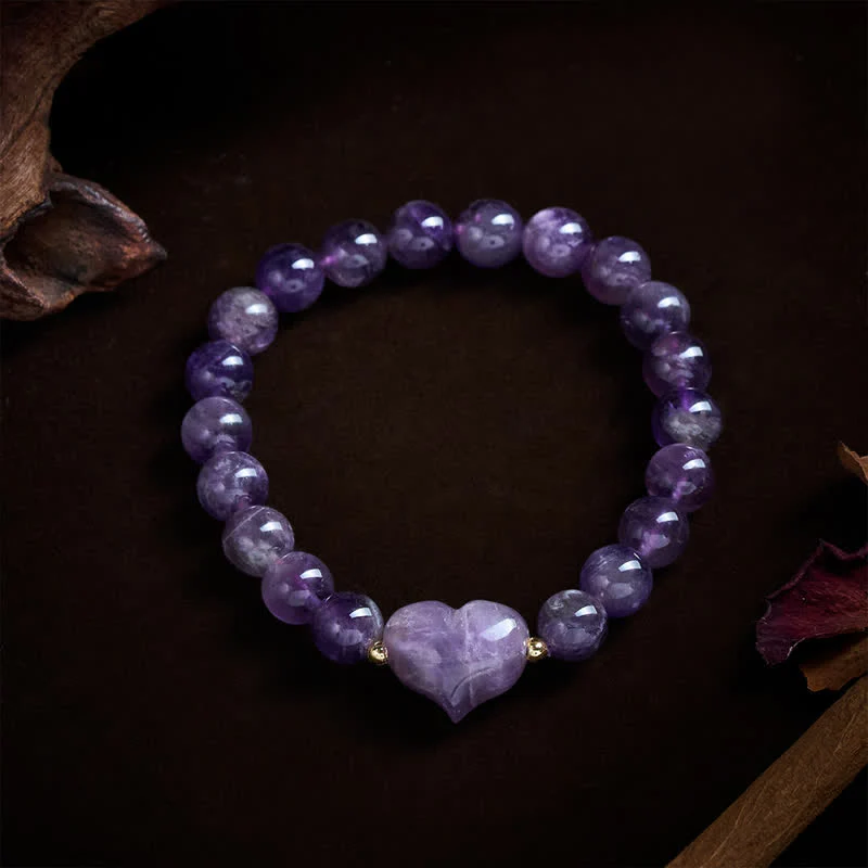 Buddha Stones Bransoletka duchowa z naturalnym ametystem, zielonym awenturynem, tygrysim okiem i kwarcem truskawkowym w kształcie serca - Image 10