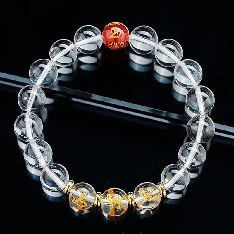 Buddha Stones Bransoletka lecznicza z chińskiego zodiaku z czystego kwarcu - Image 18