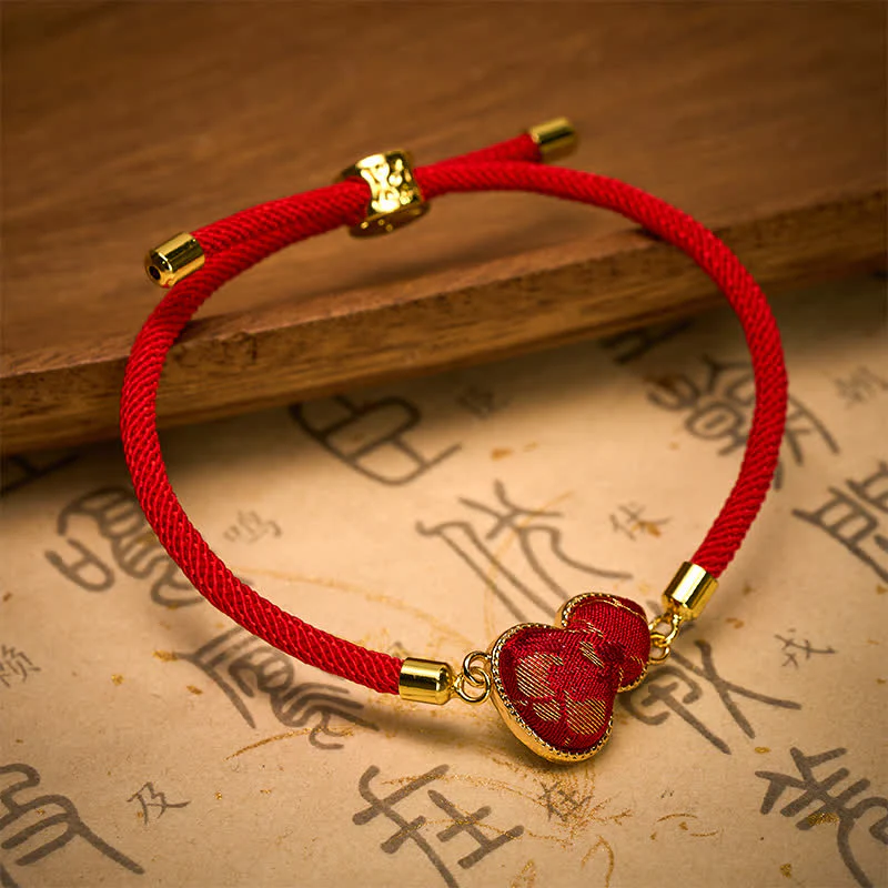 Buddha Stones Bransoletka ochronna z brokatowej tykwy Red String Song - Image 3
