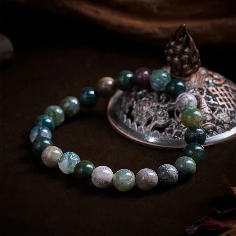Buddha Stones Bransoletka ochronna z naturalnego kamienia z jaspisu morskiego i agatu - Image 9