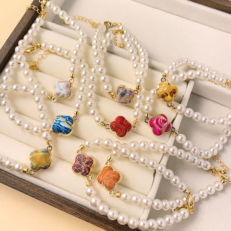 Buddha Stones Bransoletka Pearl Song Brocade Clover Purity New Chinese - Image 15