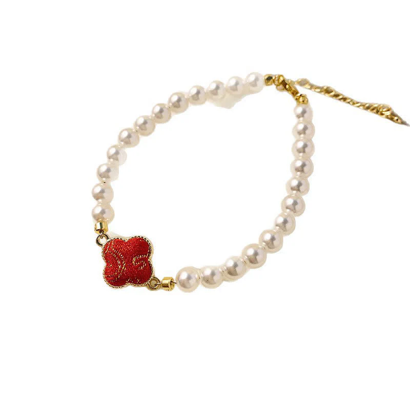 Buddha Stones Bransoletka Pearl Song Brocade Clover Purity New Chinese - Image 2