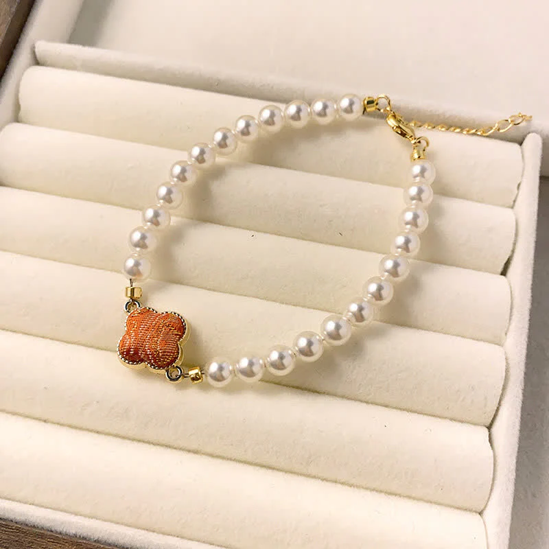 Buddha Stones Bransoletka Pearl Song Brocade Clover Purity New Chinese - Image 8